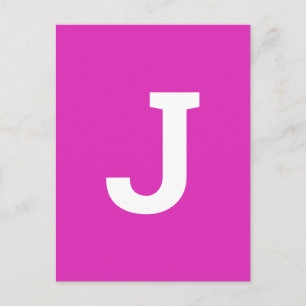 Custom Letter Hot Pink   Modern Alphabet Initial Postcard