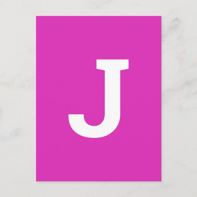 Custom Letter Hot Pink | Modern Alphabet Initial Postcard (Front)