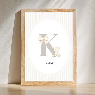 Custom Letter K Nursery Wall Art - Baby Name Print