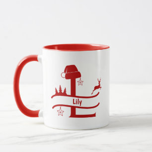 Custom Letter L Name Christmas Monogram Mug