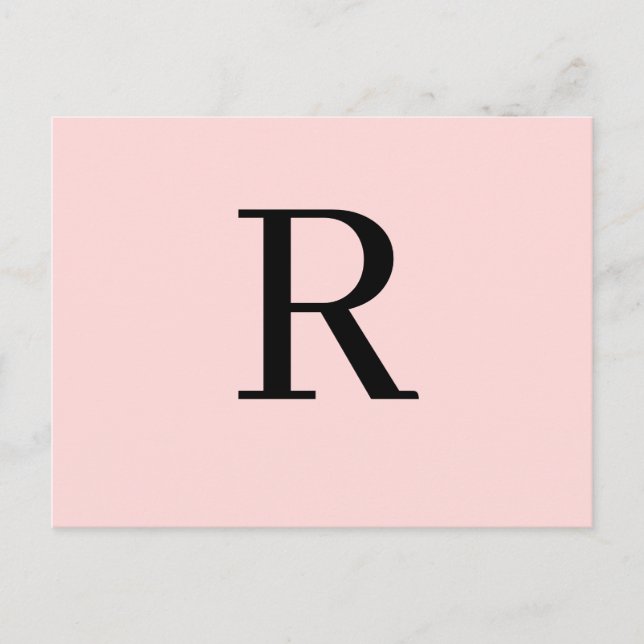 Custom Letter Modern Minimal Pink Design Postcard (Front)