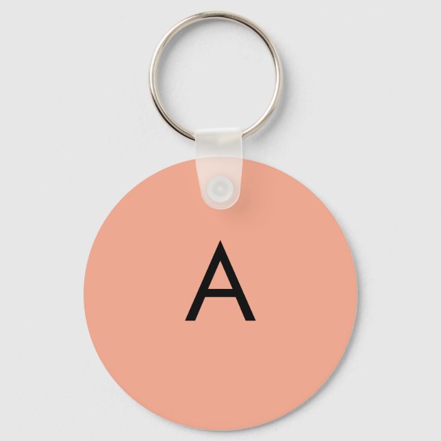 Custom Letter Monogram Peach  Key Ring (Front)