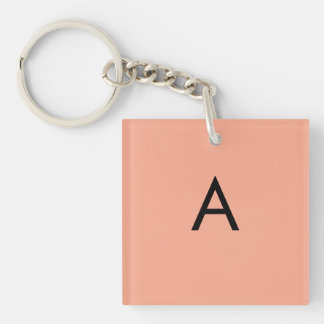 Custom Letter Monogram Peach Key Ring