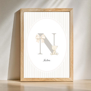 Custom Letter N Nursery Wall Art - Baby Name Print