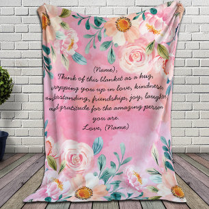 Custom Letter or Note Blanket for Her with Flowers