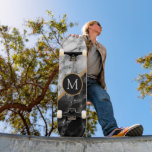 Custom Letter Skateboard Black White Marble<br><div class="desc">Personalised Black & White Marble Stone Gift MIGNED Design  - Add Your Letter / Year - Age / Number / More - with Customisation tool !</div>