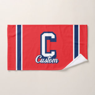 Custom Letter Sports Towel, Team Spirit Game Day Hand Towel