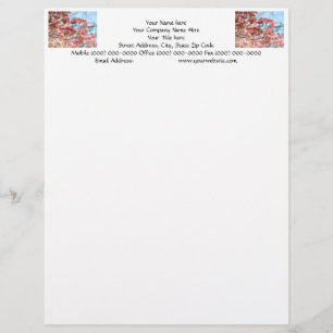 Custom Letterhead Pink Dogwood Flowers Trees