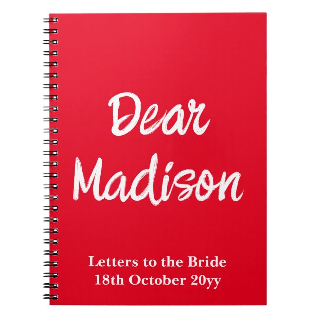 Custom Letters to the Bride Hen Do Bridal Shower Notebook (Front)