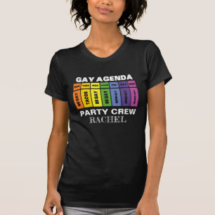 Custom LGBT Party Crew Gay Agenda Rainbow T-Shirt