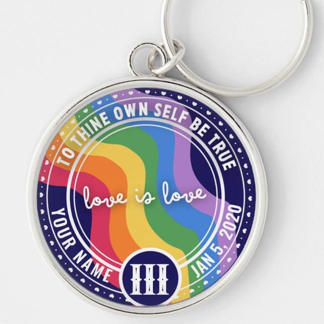 Custom LGBT Rainbow NA AA Recovery Token Keytag Key Ring (Front)