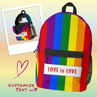 Custom LGBTQIA+ Rainbow Flag Love Stripe for Pride Printed Backpack