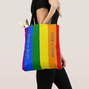 Custom LGBTQIA+ Rainbow Flag Love Stripe for Pride Tote Bag