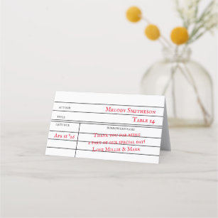 Custom Library Checkout Card Table Seating Card