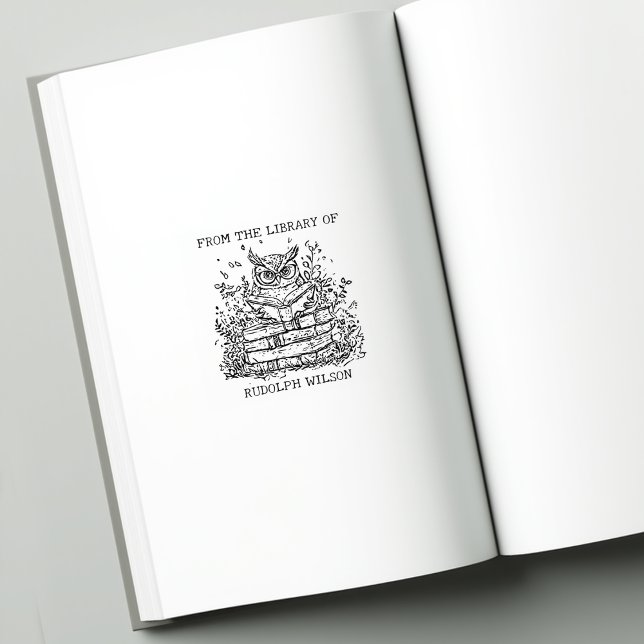 Custom Library Owl Bookplate  Rubber Stamp (Creator Uploaded)