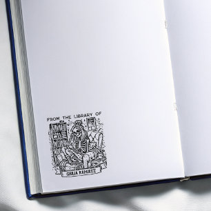 Custom Library Skull  Rubber Stamp