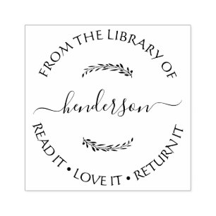 Custom Library Stamp Floral Book