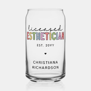 Custom Licensed Aesthetician Cosmetologist Can Glass
