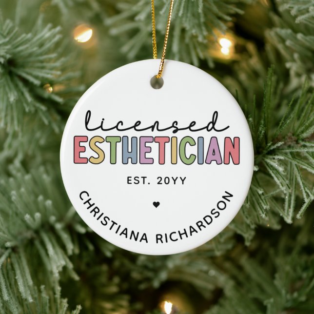 Custom Licensed Aesthetician Cosmetologist Ceramic Ornament (Tree)
