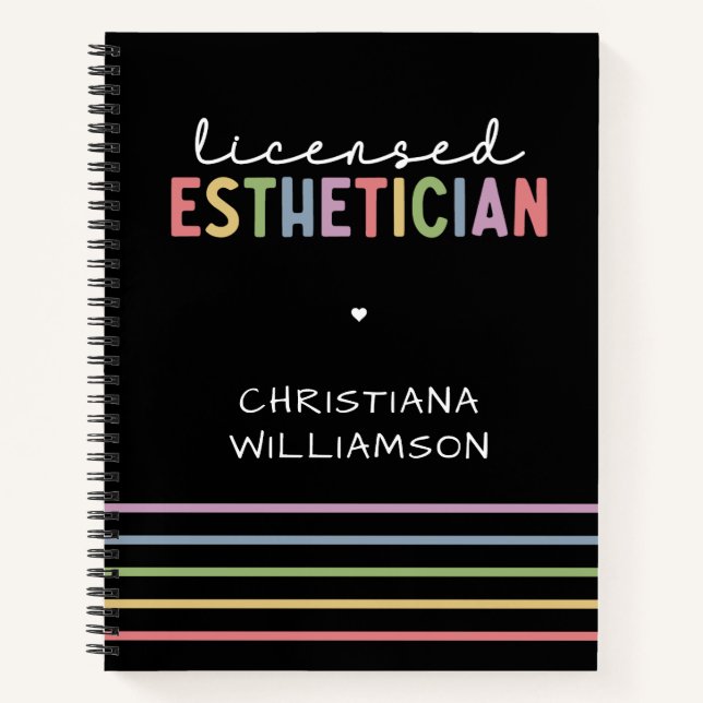 Custom Licensed Aesthetician Cosmetologist Notebook (Front)