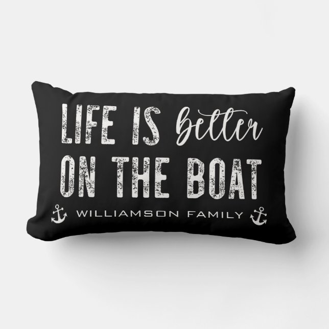 Custom Life is better on the Boat | Boat Life Lumbar Cushion (Front)