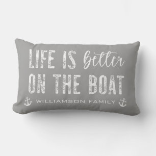 Custom Life is better on the Boat   Happy Place Lumbar Cushion