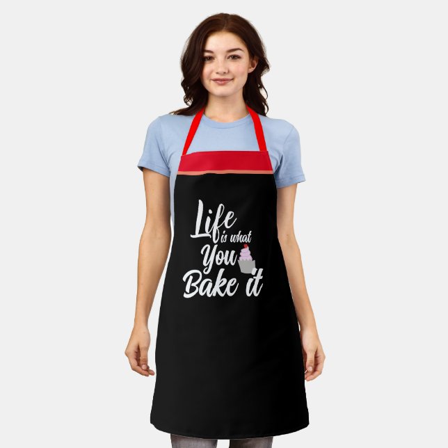 Custom Life is what You Baker Quote Funny Baking Apron (Worn)
