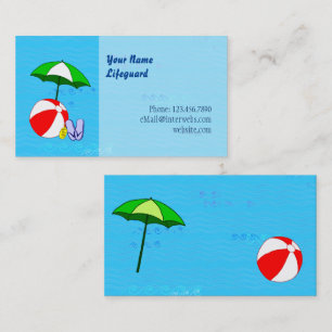 Custom Lifeguard Beach Ball Pool Umbrella Template Business Card