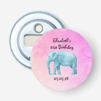 Custom Light Blue Elephant in Watercolor Birthday