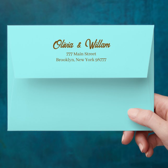 Custom Light blue Faux Gold Foil Formal 5x7 Envelope (Hand)