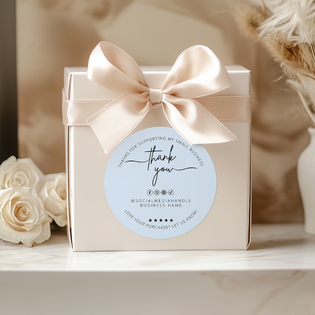 Custom Light Blue Sticker Thank You Label (Custom Light Blue Sticker Thank You Label)