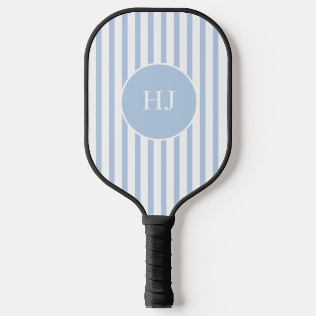 Custom Light Blue Stripe with Initials Pickleball Paddle (Front)