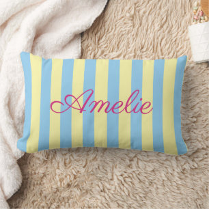 Custom Light Blue, Yellow & Pink Striped  Lumbar Cushion