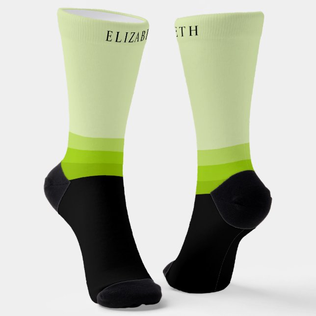Custom Light Dark Bright Green Black Colour Block Socks (Angled)