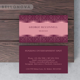 Custom Light Dark Pink Purple Abstract Monogram Business Card