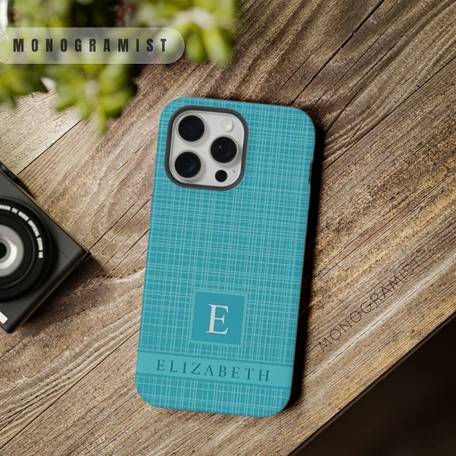 Custom Light Dark Teal Blue Green Chequered Patter iPhone Case (Custom Light Dark Teal Blue Green Checkered Patter iPhone Case)