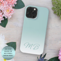 Custom Light Elegant Seafoam Mint Green Monogram