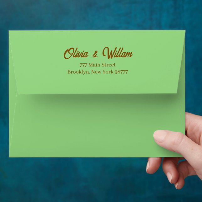 Custom Light green Faux Gold Foil Formal 5x7 Envelope (Hand)