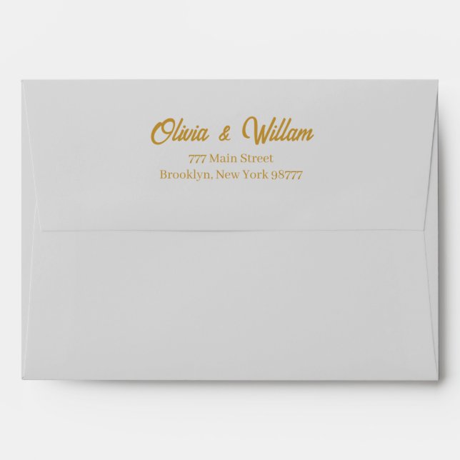 Custom light grey Faux Gold Foil Formal 5x7 Envelope (Back (Top Flap))
