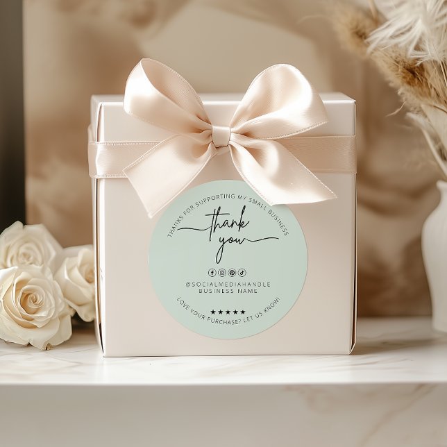 Custom Light Mint Sticker Thank You Label (Custom Light Mint Sticker Thank You Label)