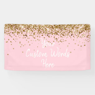 Custom Light Pink Gold Birthday Party Photo Booth Banner