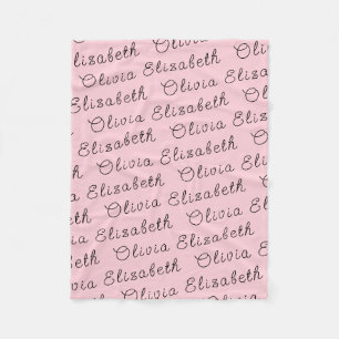 Custom Light Pink Personalised Baby Girl Gift Fleece Blanket