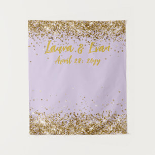 Custom Light Purple and Gold Wedding Photo Booth Tapestry