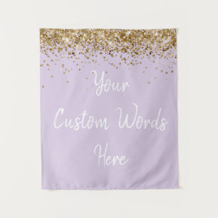 Custom Light Purple Gold Birthday Party Photobooth Tapestry