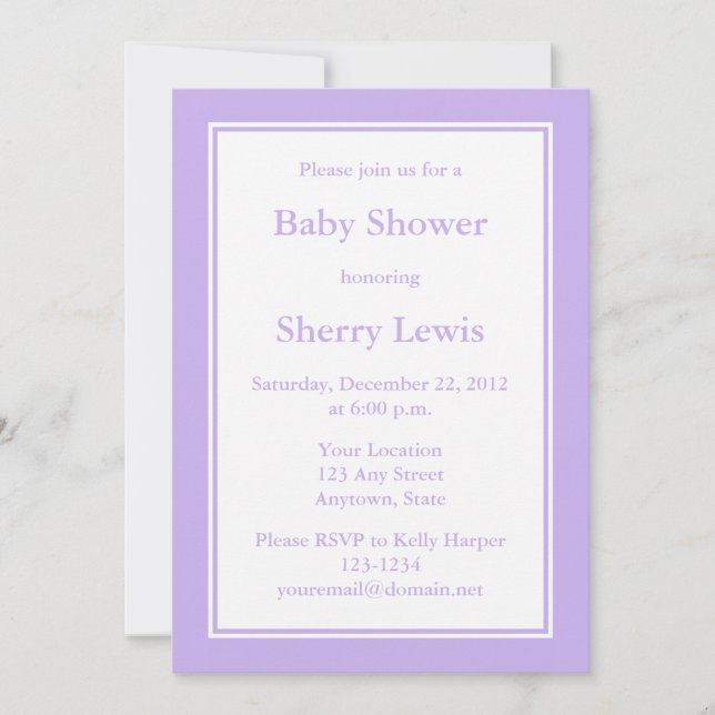 Custom Light Purple Invitation (Front)