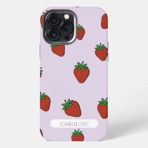 Custom Light Purple Strawberry iPhone 13 Pro Max Case