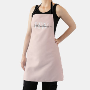 Custom Light Soft Pastel Solid Pink White Monogram Apron