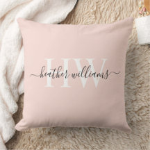 Custom Light Soft Pastel Solid Pink White Monogram