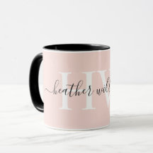 Custom Light Soft Pastel Solid Pink White Monogram