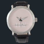 Custom Light Soft Pastel Solid Pink White Monogram Watch<br><div class="desc">Elevate your style or mark a special occasion with a custom watch that’s as unique as you are. Fully customisable with names, logos, monograms, or artwork, these watches are the perfect blend of style and functionality. Crafted with precision and high-quality materials, they feature durable straps in leather or stainless steel...</div>